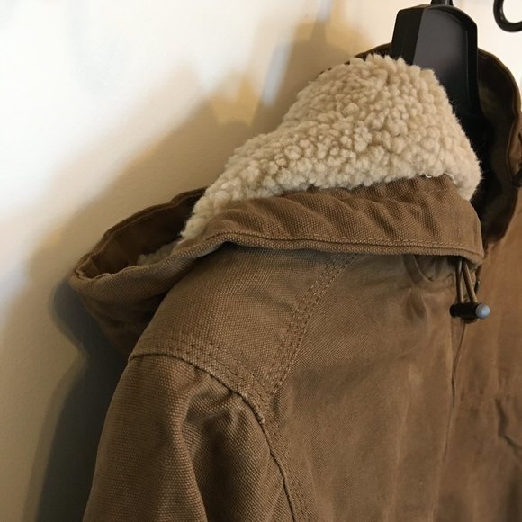 Men's Tall Size Levi's Sherpa-Lined Workwear Bomber Work Jacket Coat Brown XLT - Picture 3 of 11